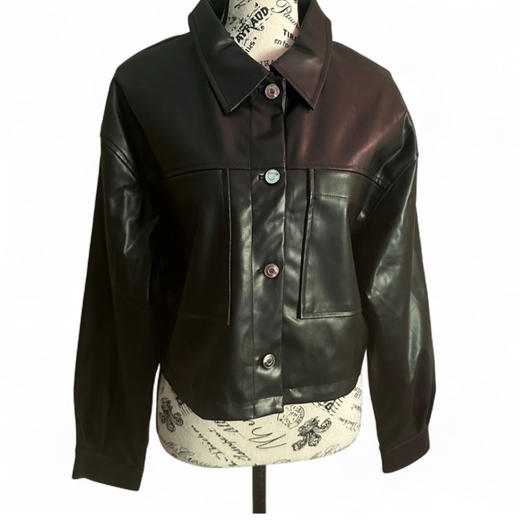 NWT Vigoss Black Faux Leather Moto Grunge Rave Bikercore Jacket - Size Large - Picture 3 of 4